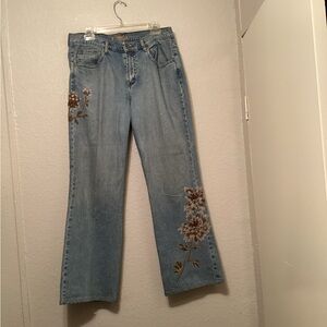 Vintage Z. Cavaricci Light Blue Floral Wide Leg Jeans